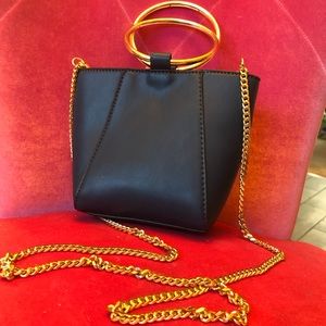 Slate Blue 6inch purse with gold hardware